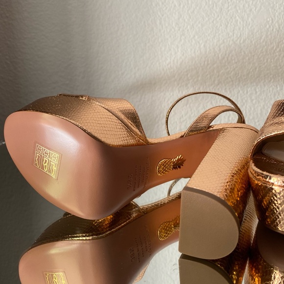 New Aquazzura Sinner Snake-Embossed Metallic Leather Sandals 38.5 $875 - Picture 10 of 11